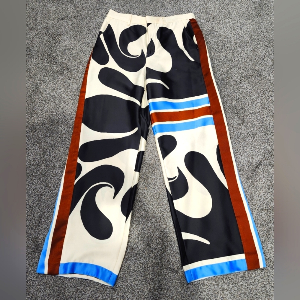 Zara Geometrical Print Wideleg Pants Size L